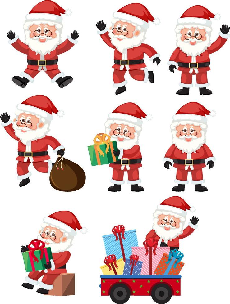 conjunto de caracteres de navidad santa claus vector