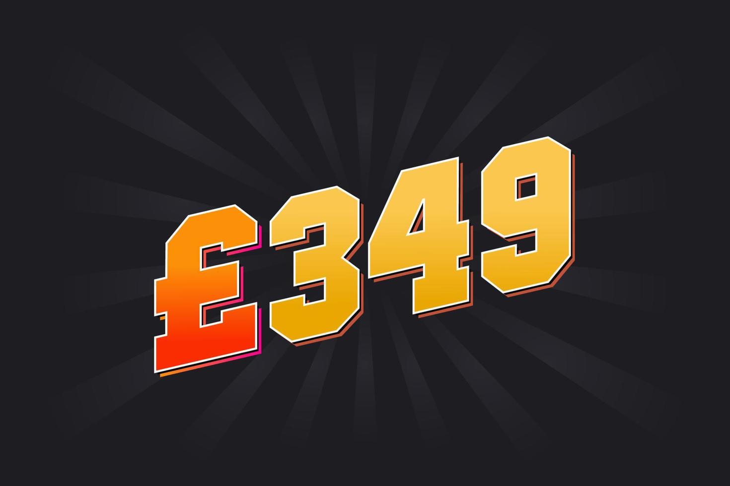 349 Pound Currency vector text symbol. 349 British Pound Money stock vector