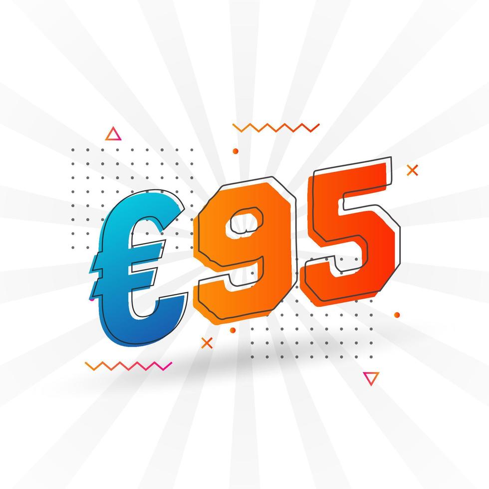 95 Euro Currency vector text symbol. 95 Euro European Union Money stock vector