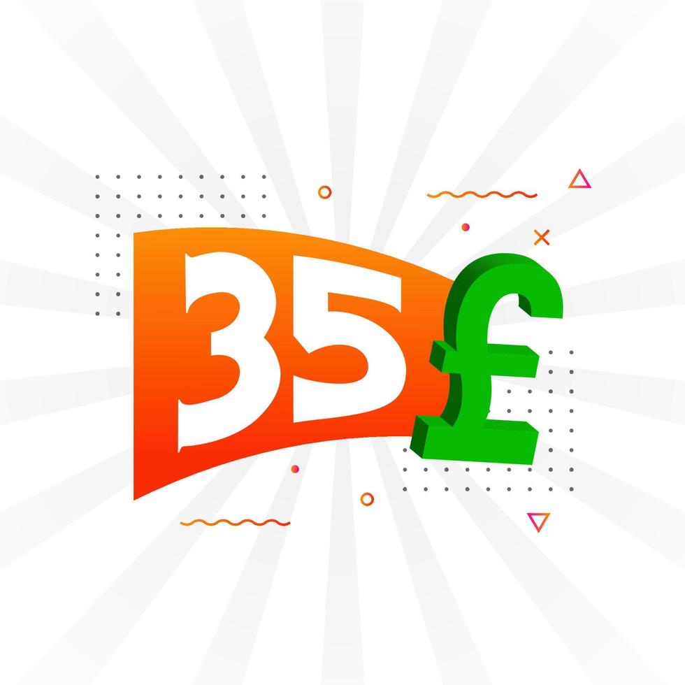 35 Pound Currency vector text symbol. 35 British Pound Money stock vector