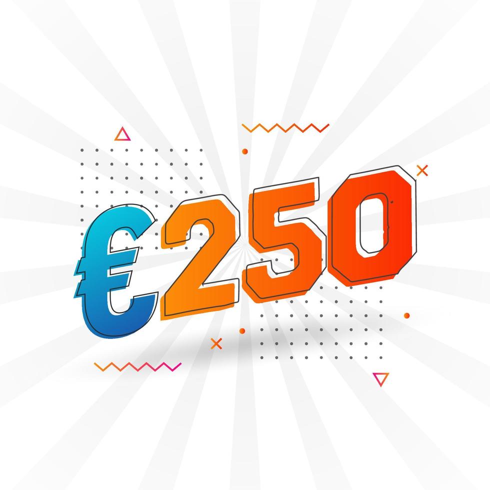 250 Euro Currency vector text symbol. 250 Euro European Union Money stock vector