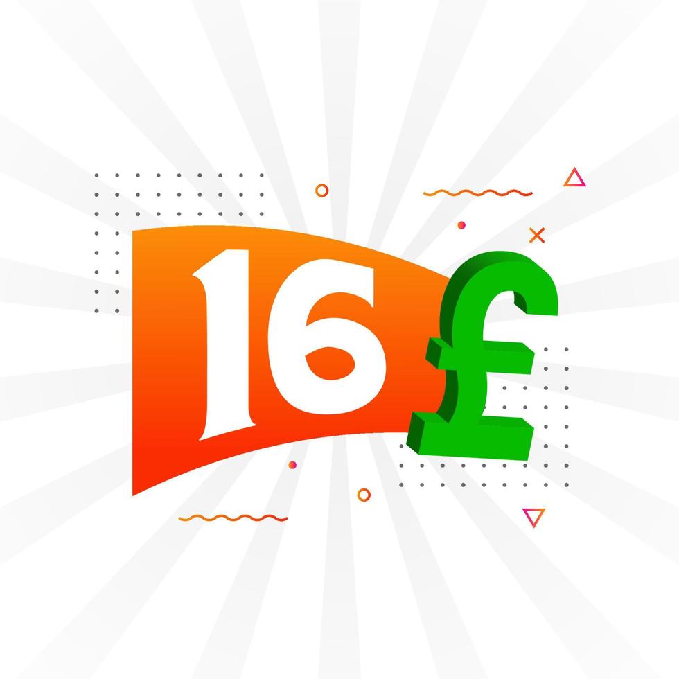 16 Pound Currency vector text symbol. 16 British Pound Money stock vector