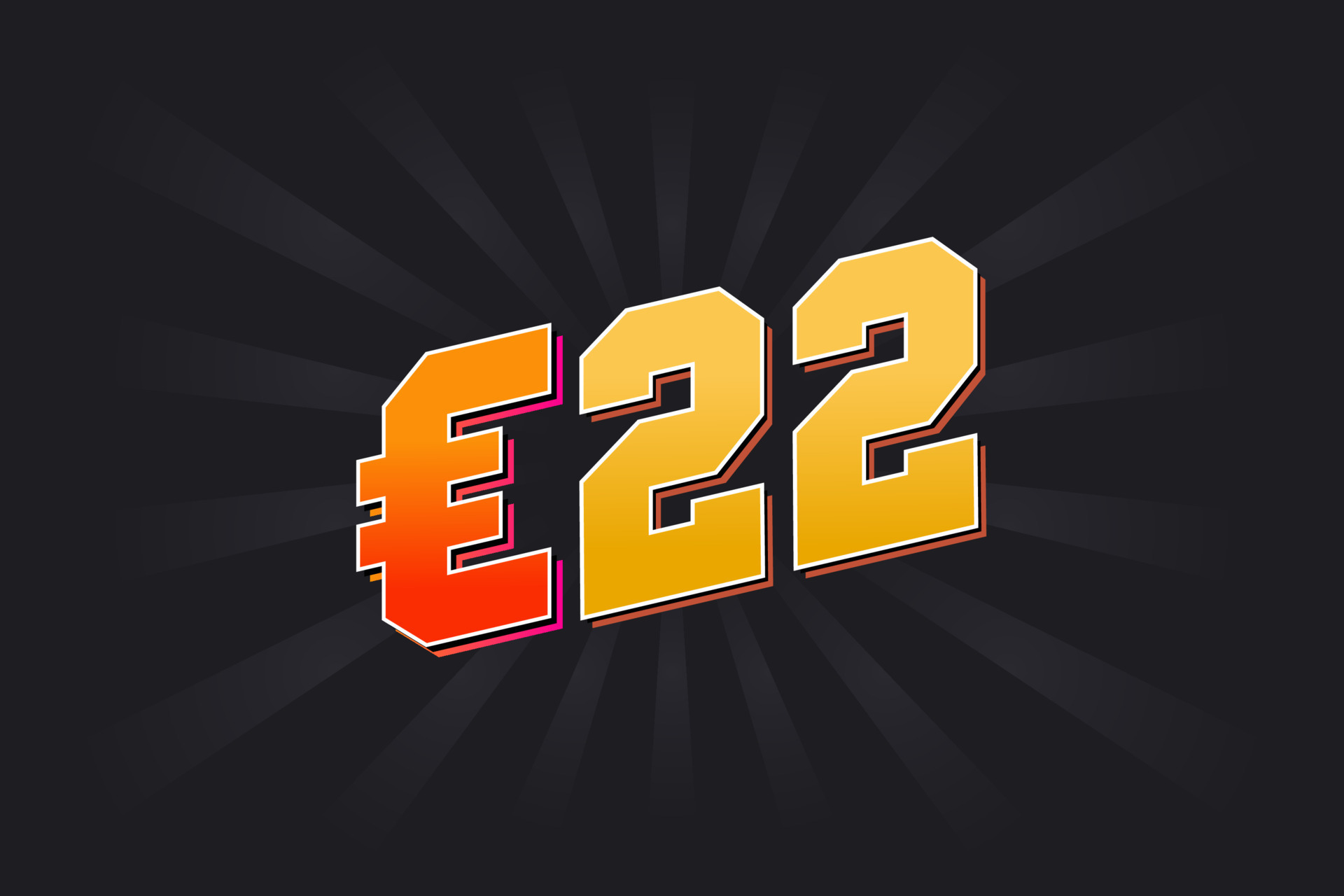 22 Euro Currency Vector Text Symbol 22 Euro European Union Money Stock 