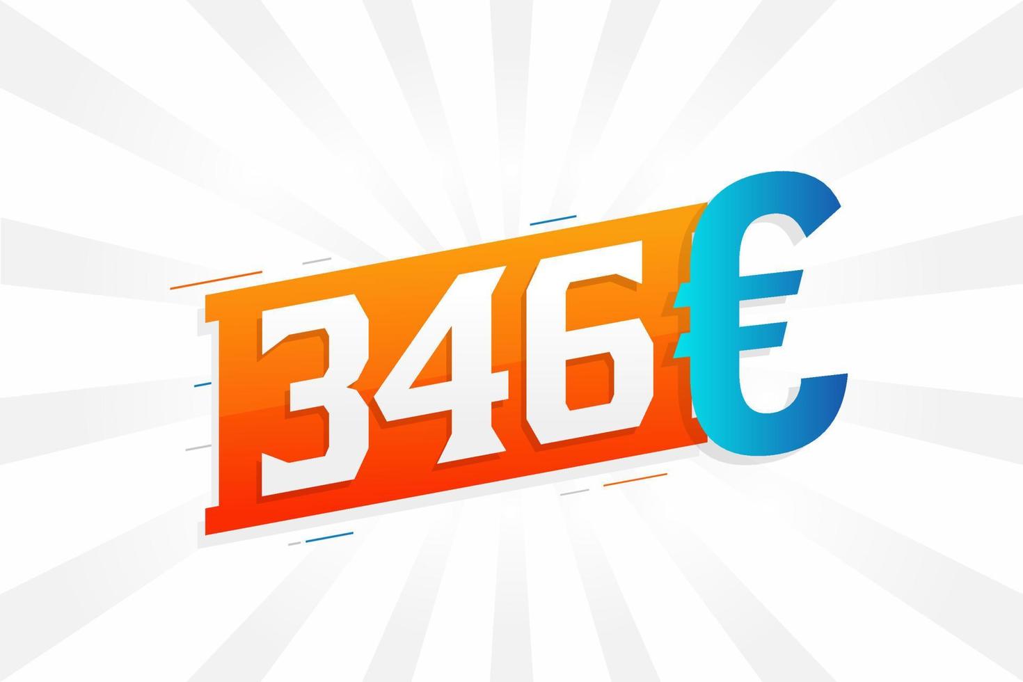 Símbolo de texto vectorial de moneda de 346 euros. 346 euro unión europea dinero stock vector