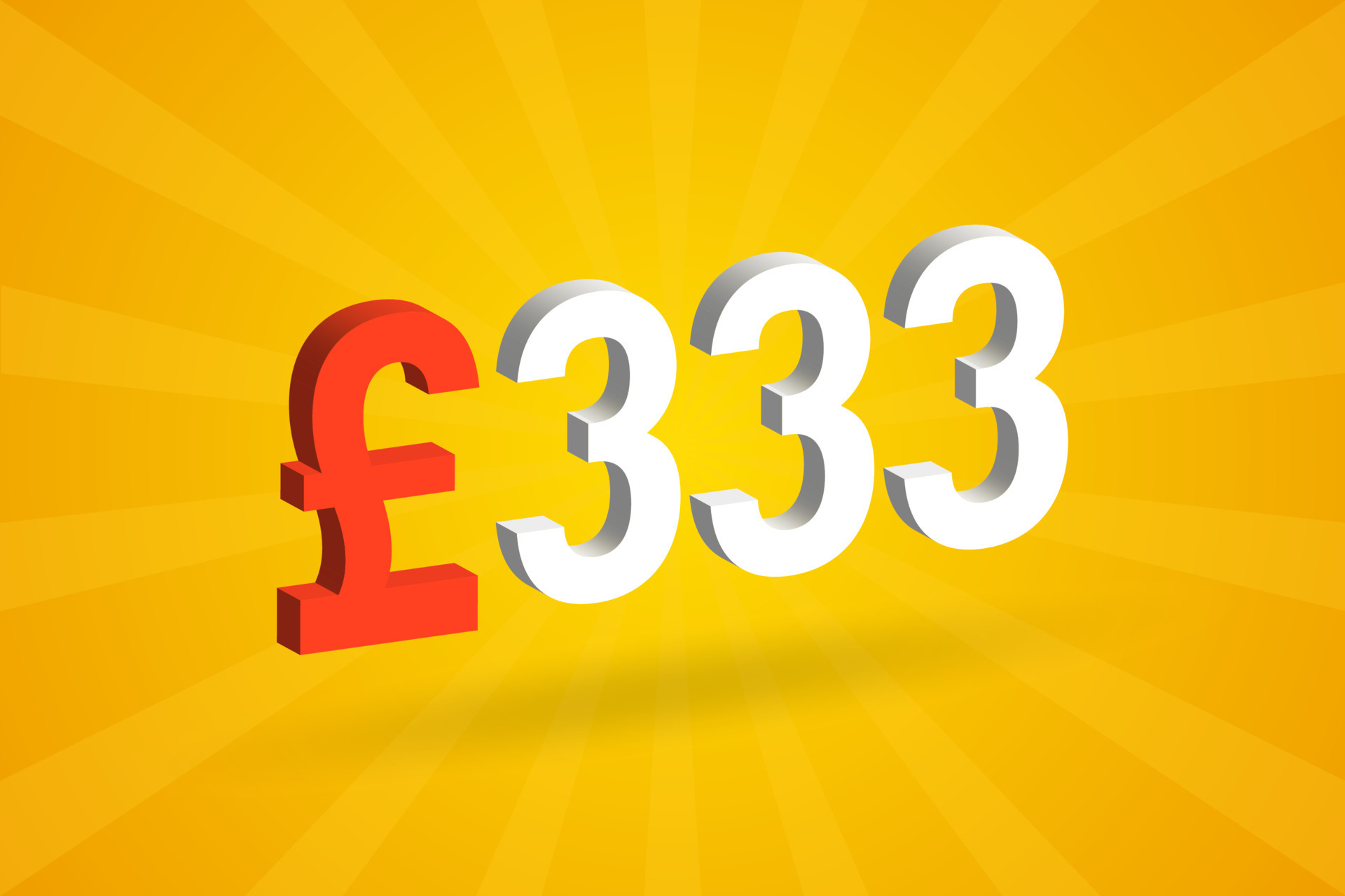 333 Pound Currency 3D vector text symbol. 3D 333 British Pound Money