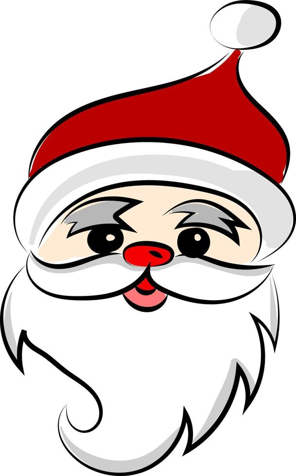 Santa Claus with red lips, illustration, vector on white background.