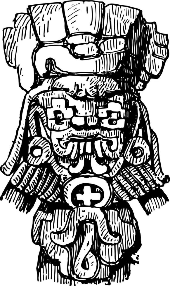 Mexican Terra-Cotta Head vintage illustration vector