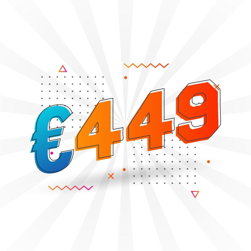 449 Euro Currency vector text symbol. 449 Euro European Union Money stock vector