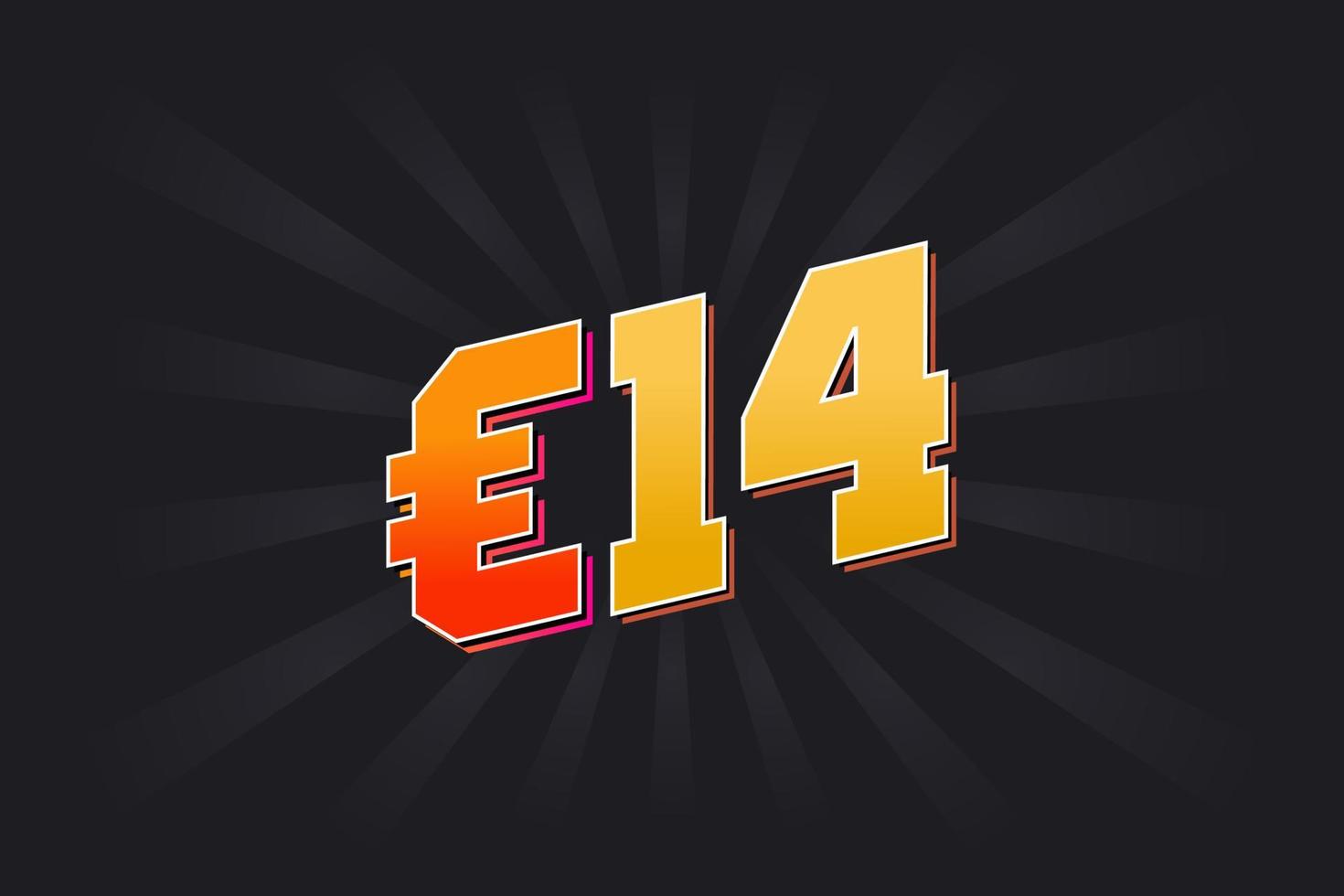 14 Euro Currency vector text symbol. 14 Euro European Union Money stock vector