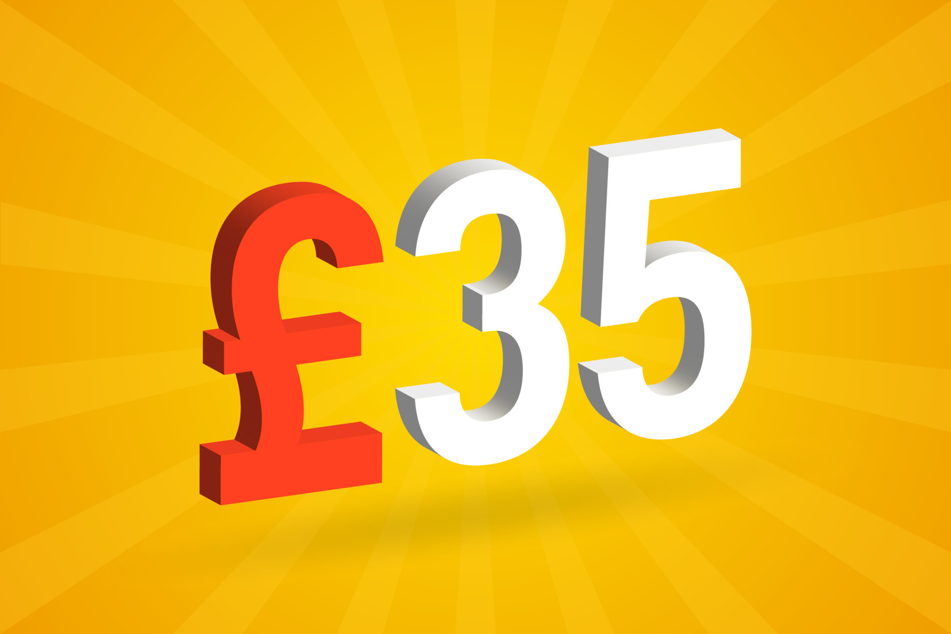 35 Pound Currency 3D Vector Text Symbol 3D 35 British Pound Money 35 Pound Currency 3D Vector Text Symbol 3D 35 British Pound Money