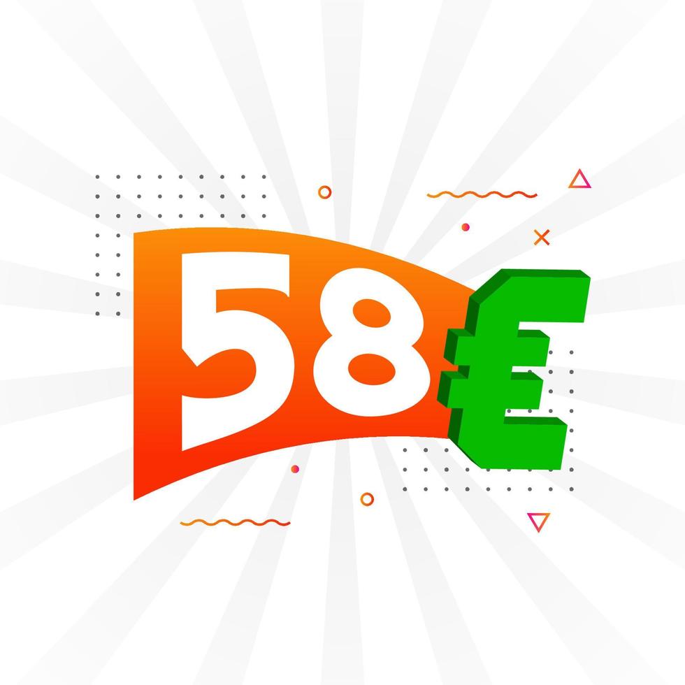 58 Euro Currency vector text symbol. 58 Euro European Union Money stock vector