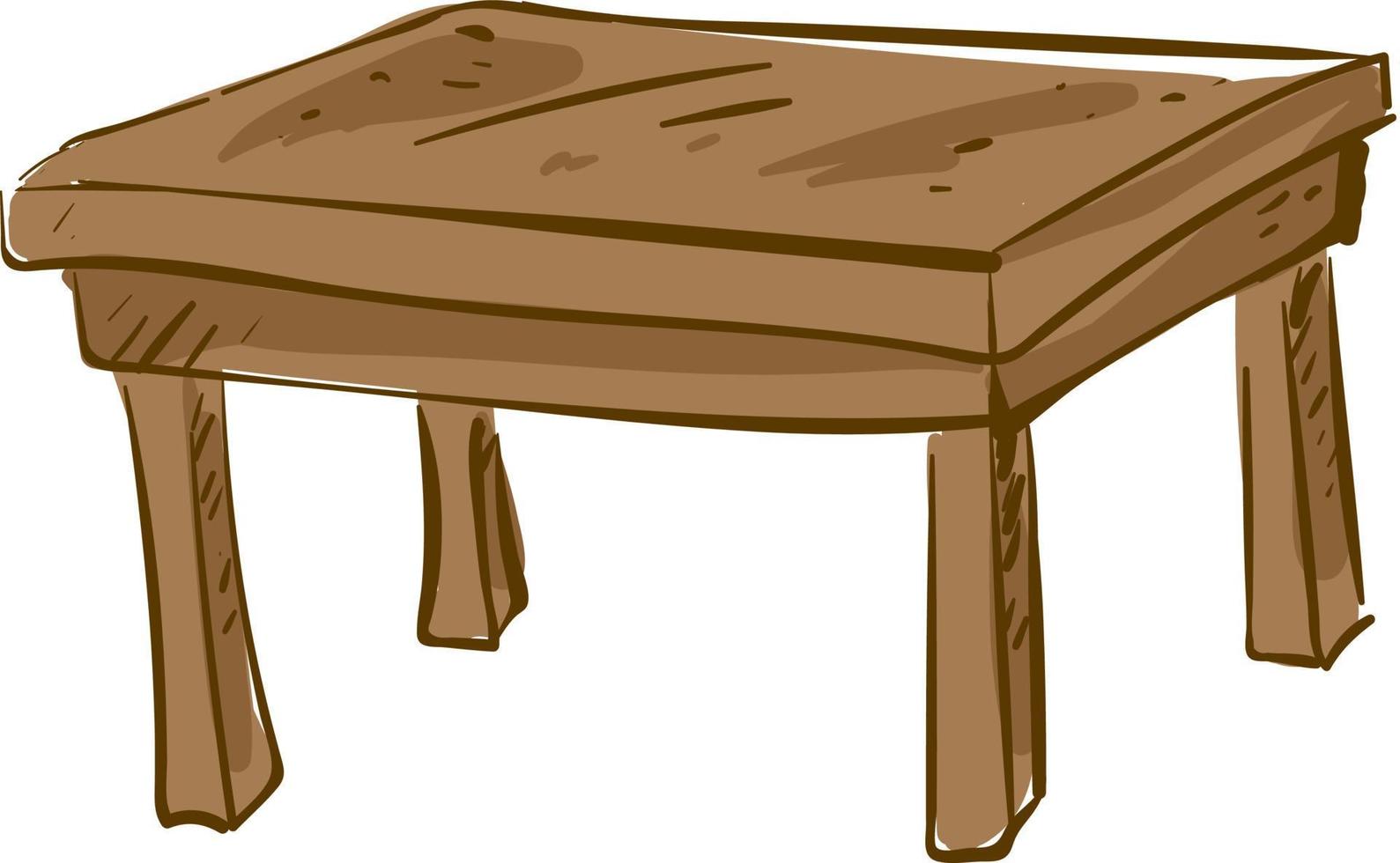 Wooden table, illustration, vector on white background