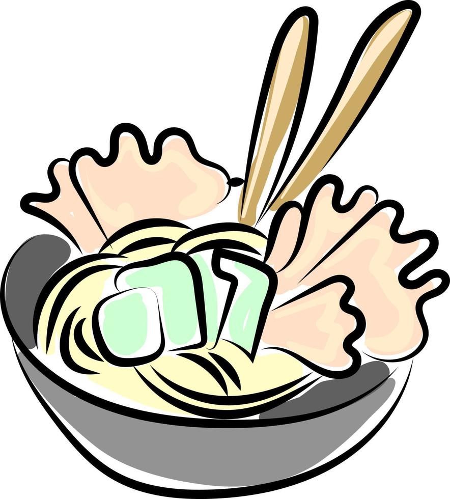 Paste food, illustration, vector on white background.