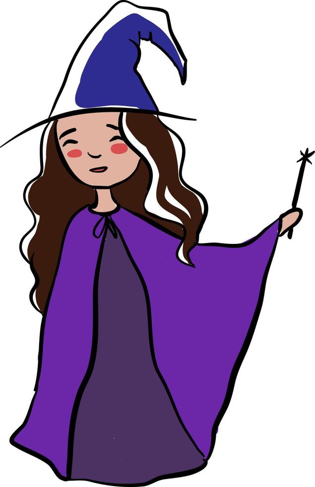 Cute witch, illustration, vector on white background
