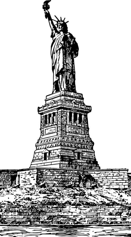 estatua de la libertad ilustración vintage vector