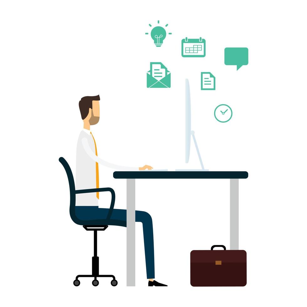 flat vector illustration businessman working concept