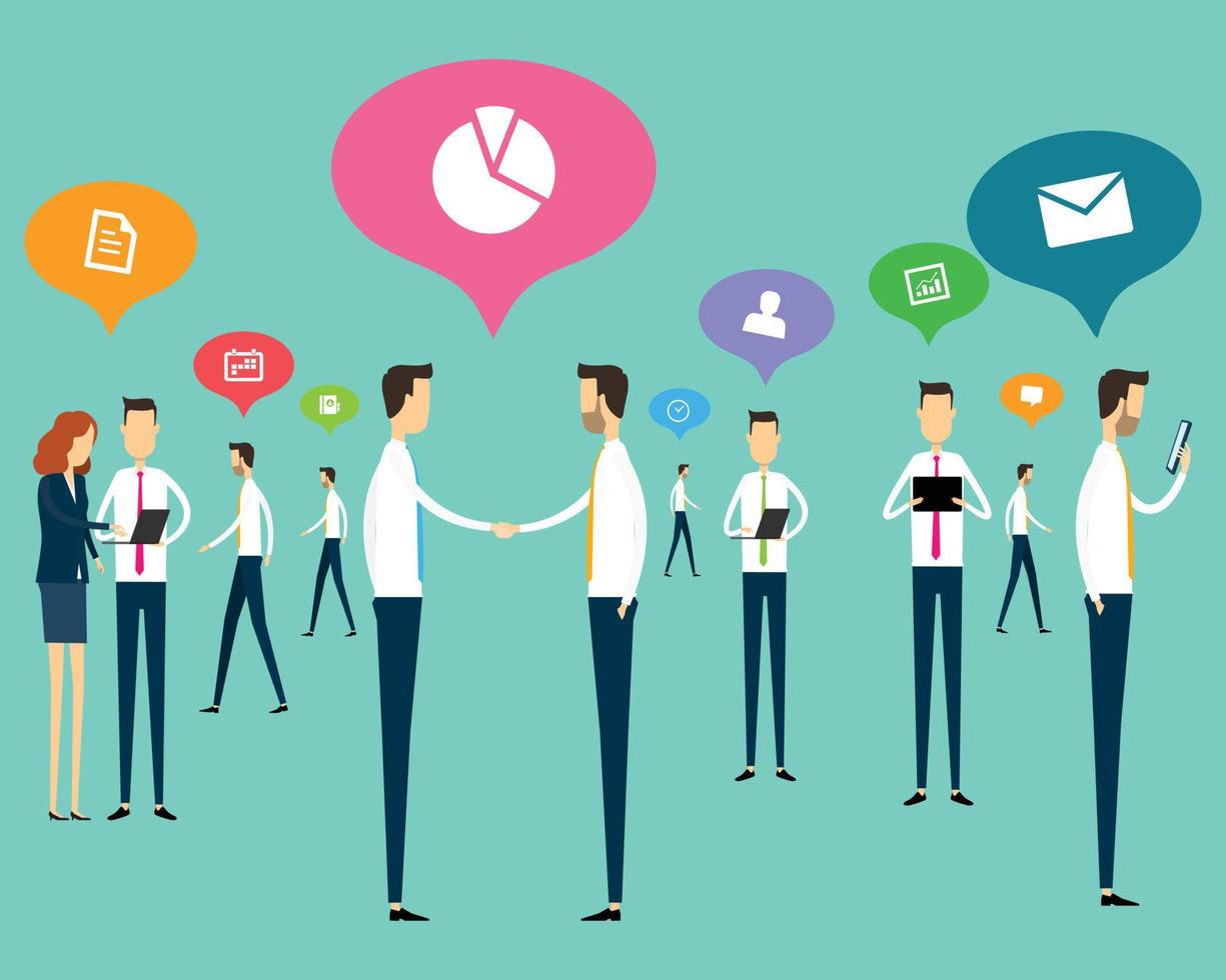 flat vector business People working meeting and communications with business connection concept