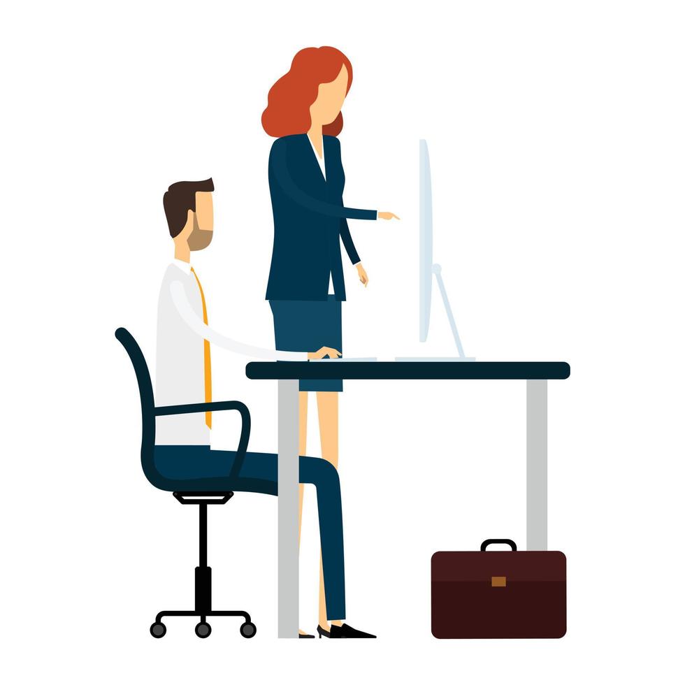 flat vector two business people team meeting concept