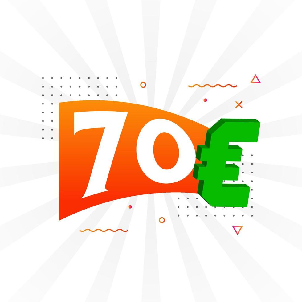 70 Euro Currency vector text symbol. 70 Euro European Union Money stock vector