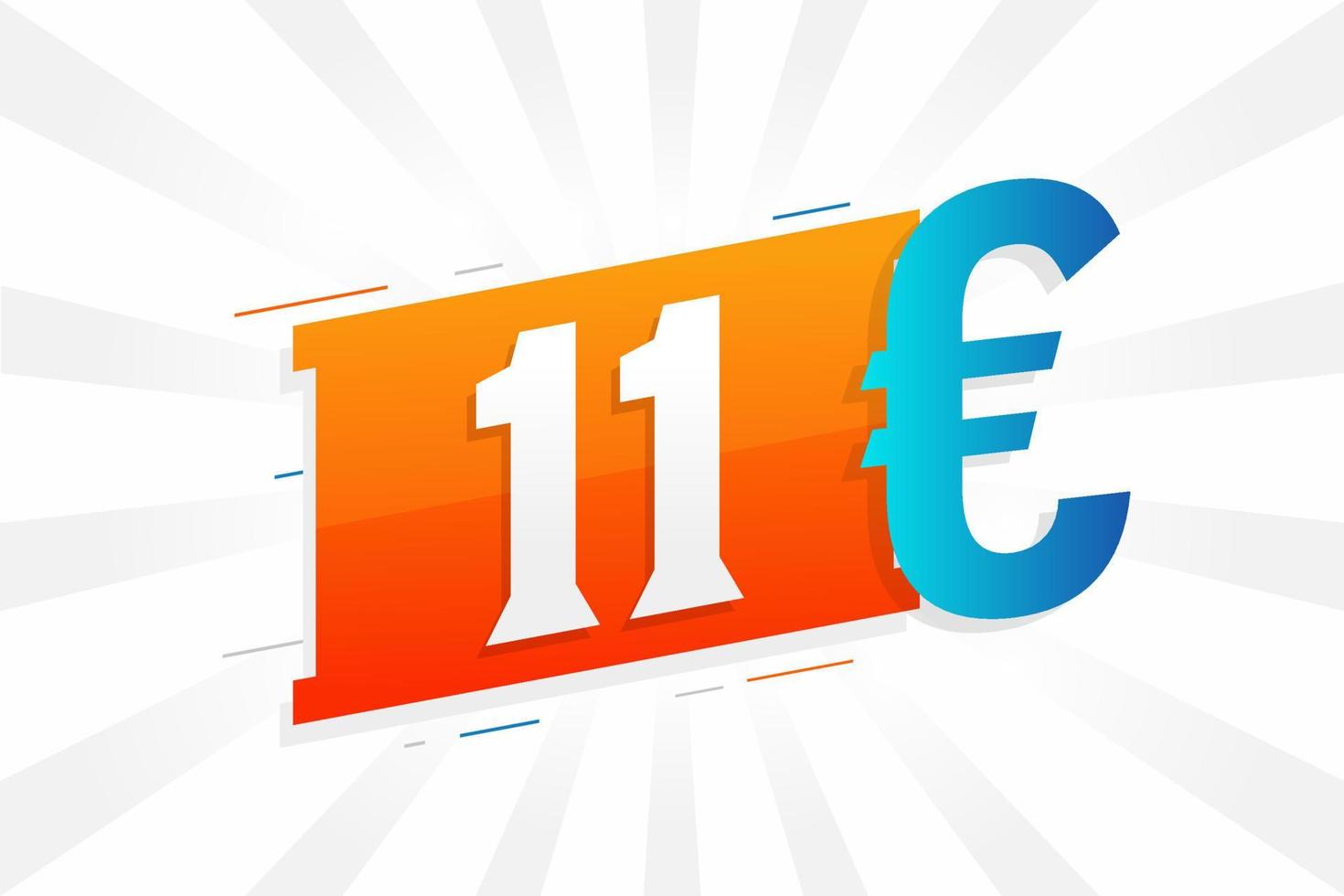 11 Euro Currency vector text symbol. 11 Euro European Union Money stock vector