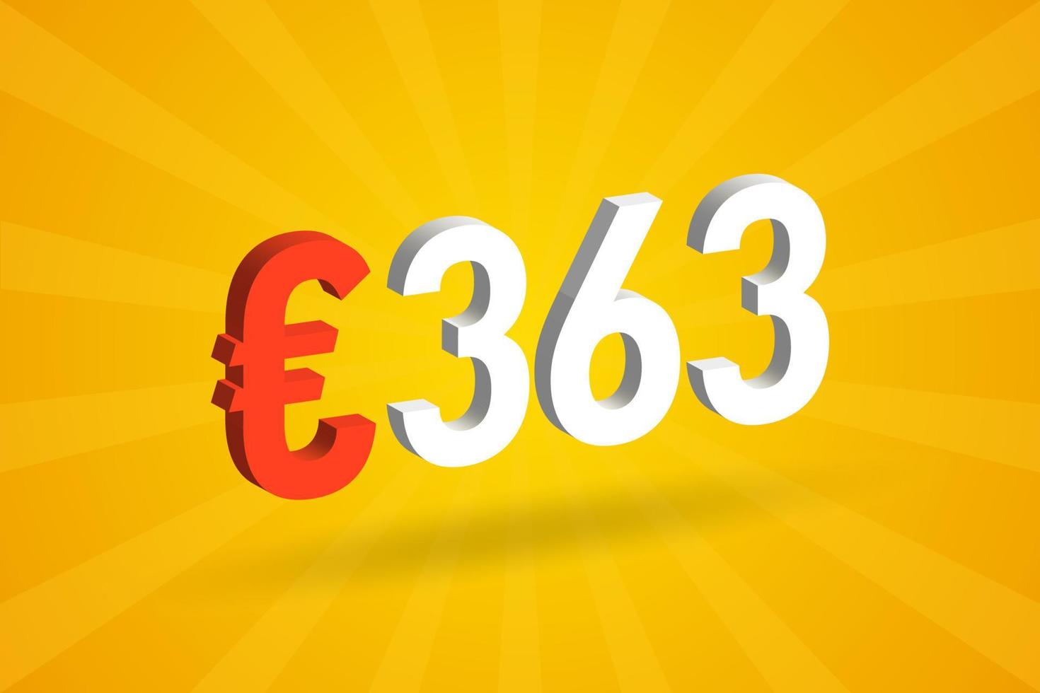 363 Euro Currency 3D vector text symbol. 3D 363 Euro European Union Money stock vector