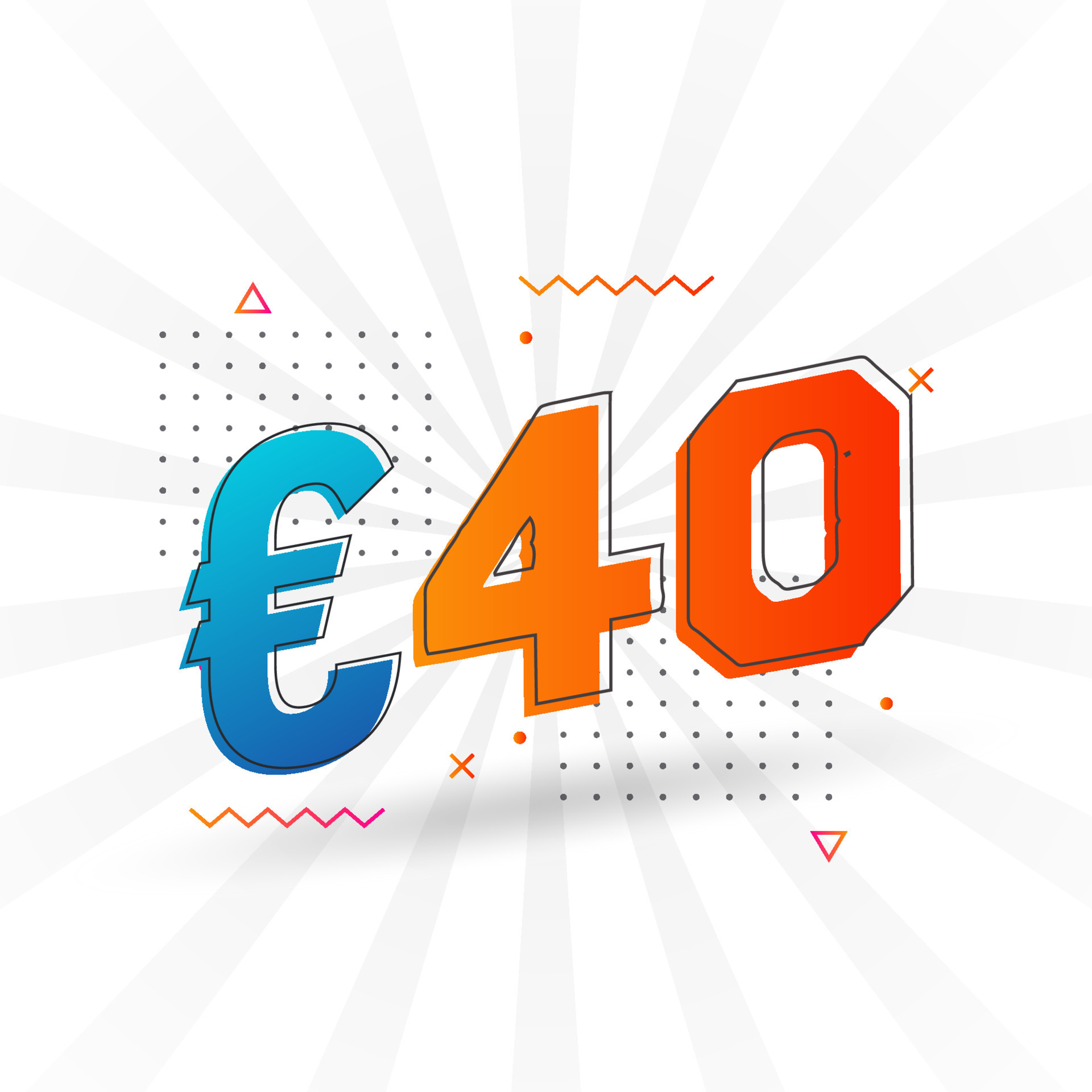 Símbolo de texto vectorial de moneda de 40 euros. Vector de stock de dinero de la Unión Europea