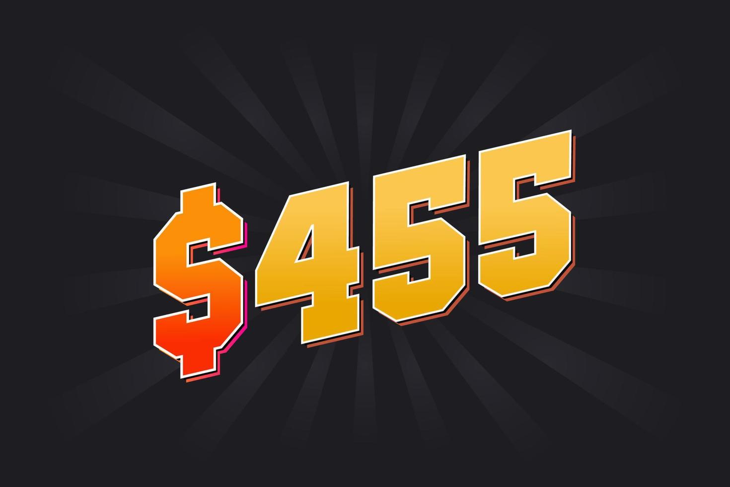 455 Dollar American Money vector text symbol. 455 USD United States Dollar stock vector