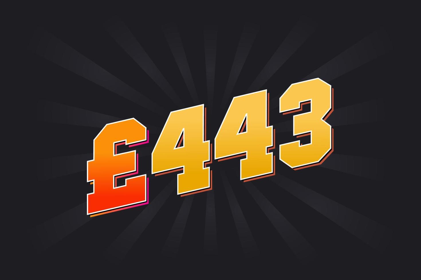 443 Pound Currency vector text symbol. 443 British Pound Money stock vector