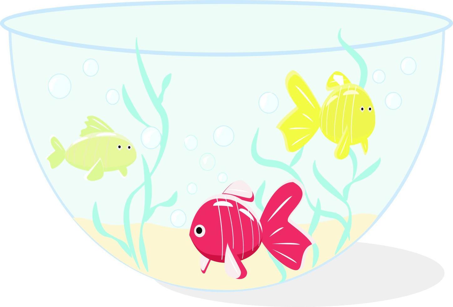 Fish in aquarium, illustration, vector on white background.
