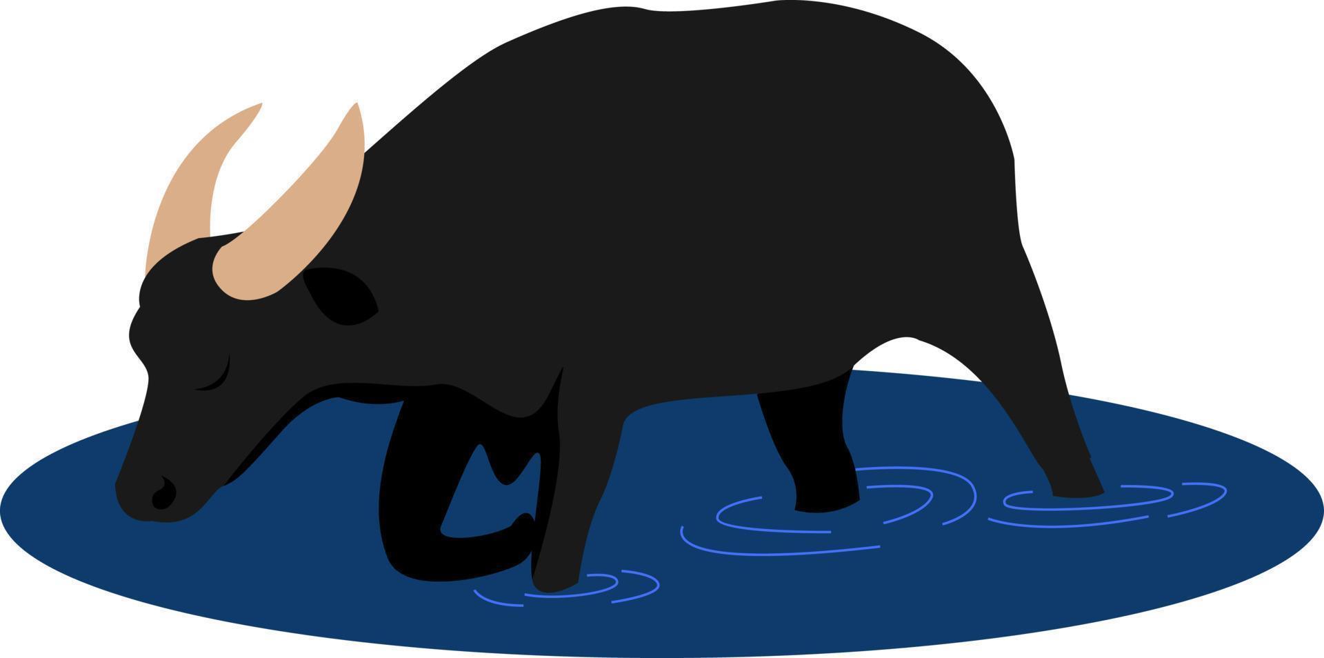 vaca negra, ilustración, vector sobre fondo blanco.