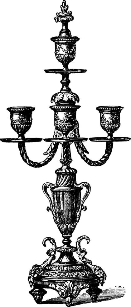 Candlestick, vintage illustration. vector