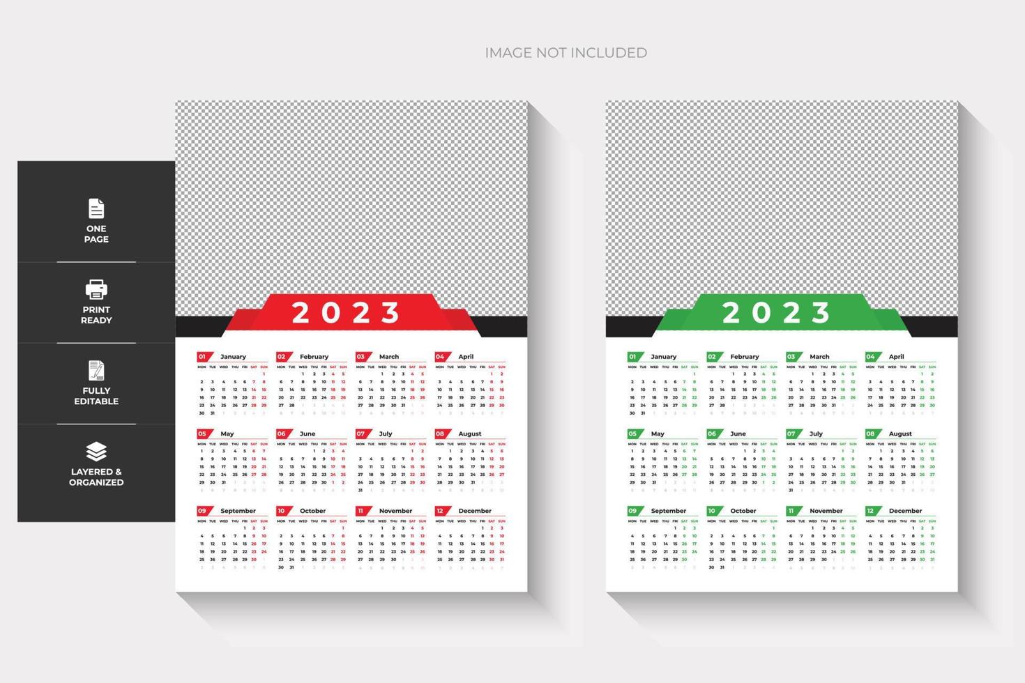 2023 one page wall calender, two colourfull and, creative design vector