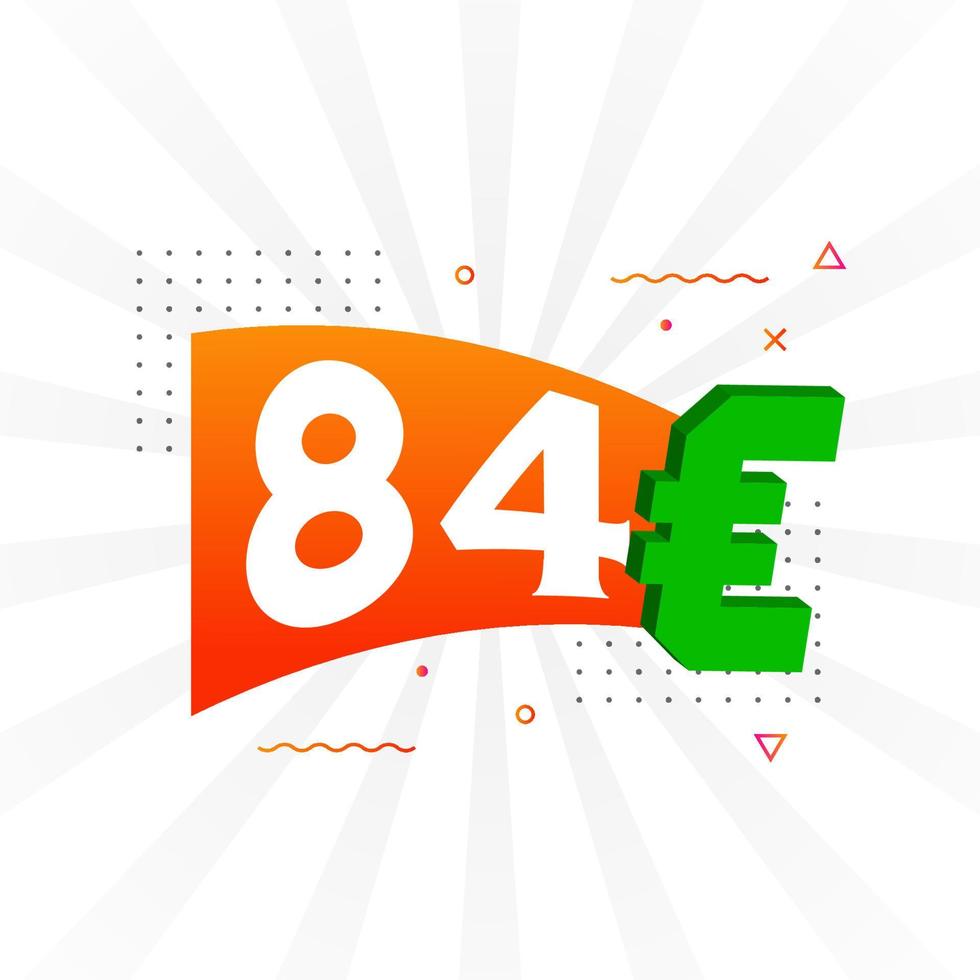 84 Euro Currency vector text symbol. 84 Euro European Union Money stock vector