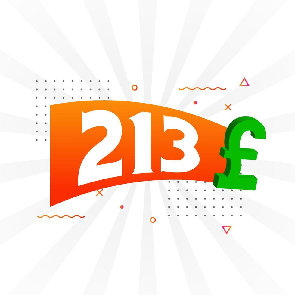 213 Pound Currency vector text symbol. 213 British Pound Money stock vector