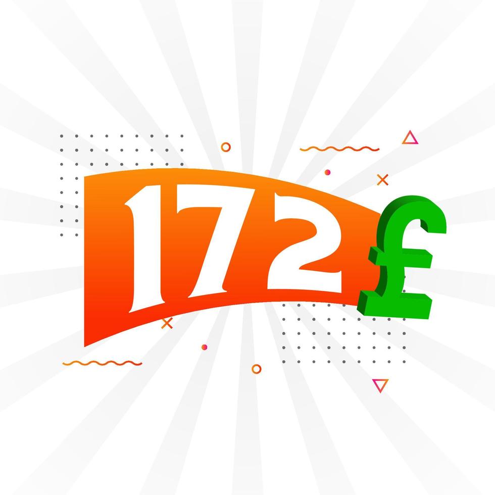 172 Pound Currency vector text symbol. 172 British Pound Money stock vector