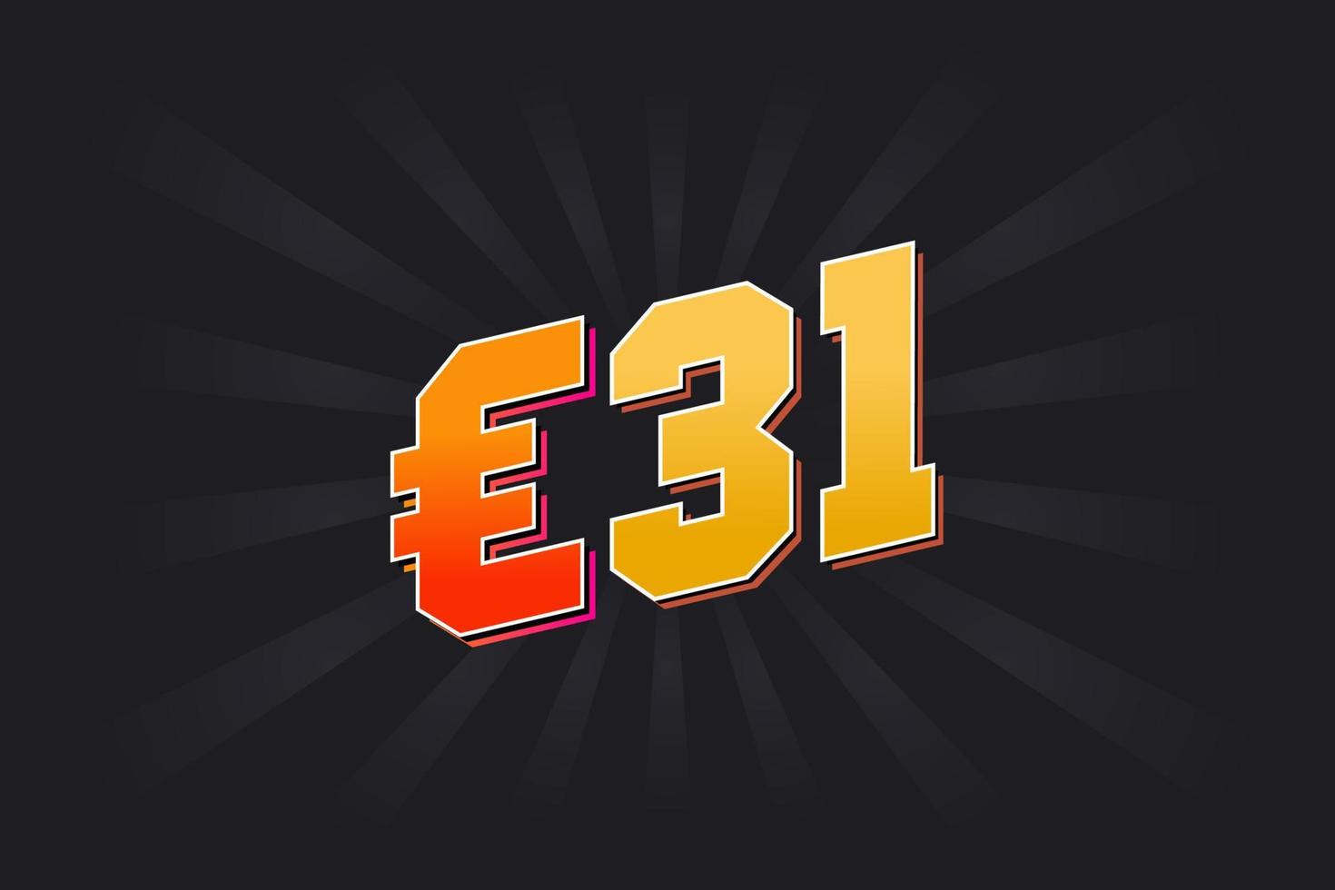 31 Euro Currency vector text symbol. 31 Euro European Union Money stock vector