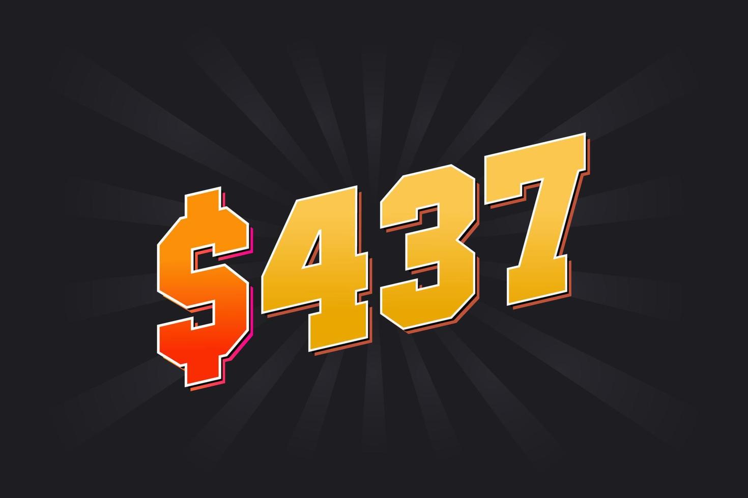 437 Dollar American Money vector text symbol. 437 USD United States Dollar stock vector