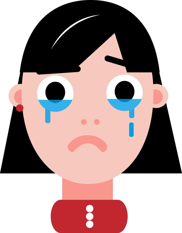 niña llorando, ilustración, vector sobre fondo blanco.