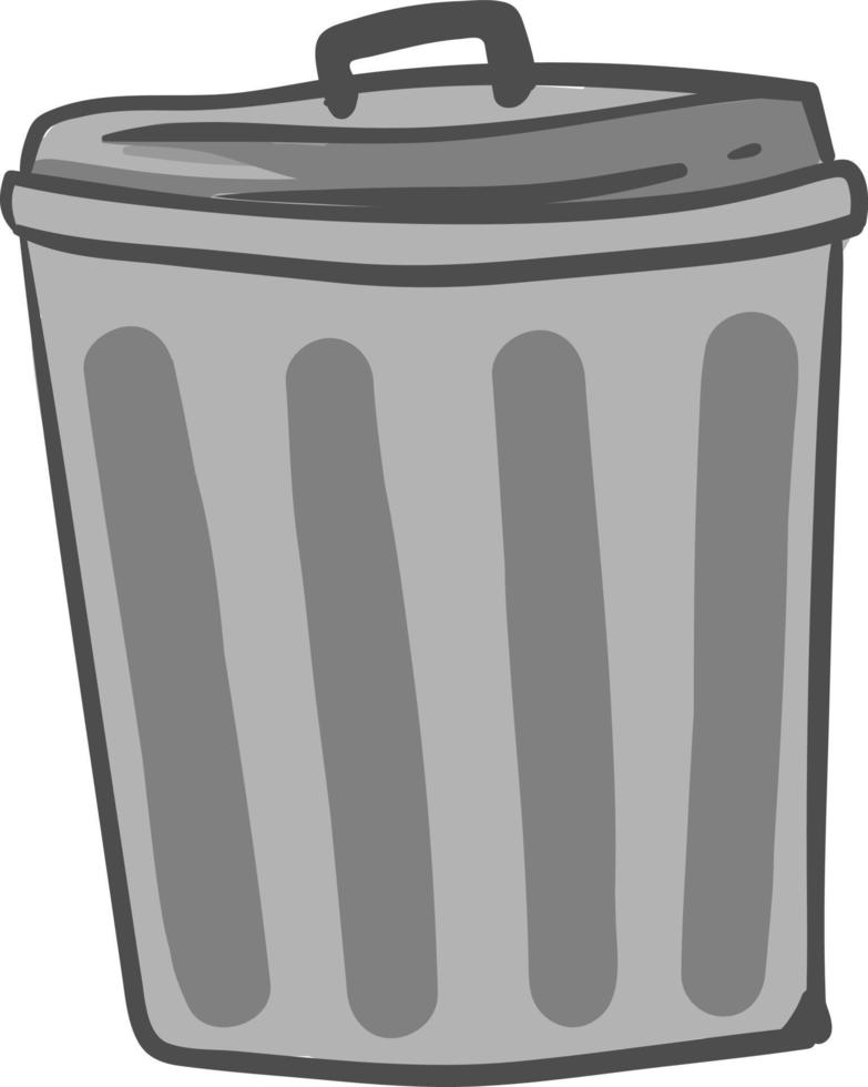 Closed trash can, illustration, vector on white background