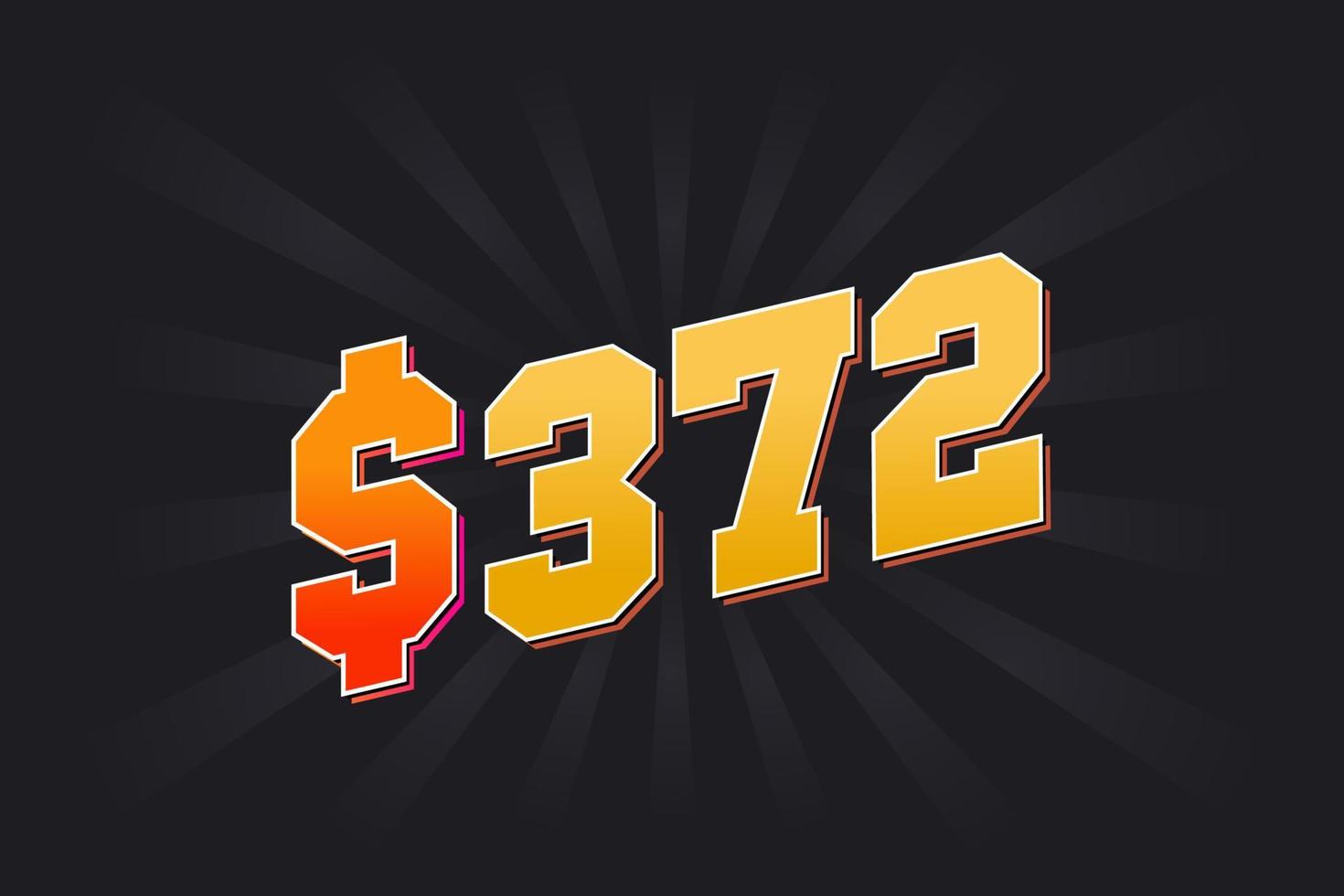 372 Dollar American Money vector text symbol. 372 USD United States Dollar stock vector