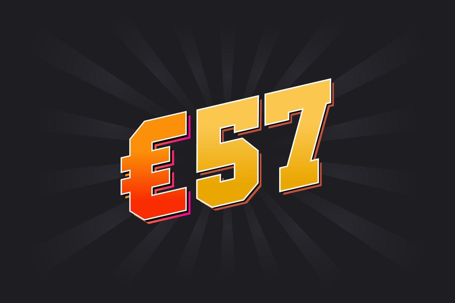 57 Euro Currency vector text symbol. 57 Euro European Union Money stock vector