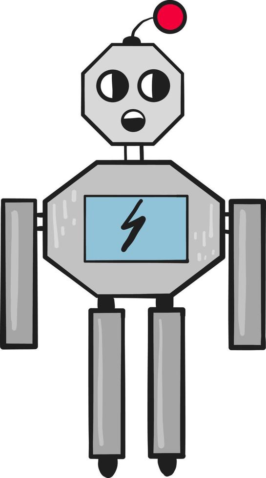 Robot out of power, illustration, vector on white background.