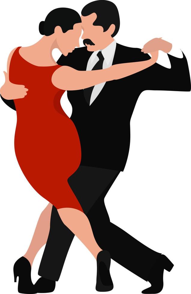 hombre y mujer bailando tango, ilustración, vector sobre fondo blanco