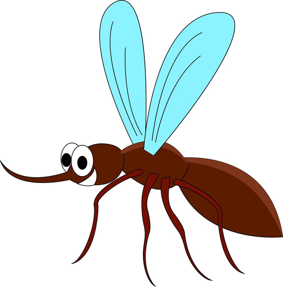 Happy flying bug, illustration, vector on white background.