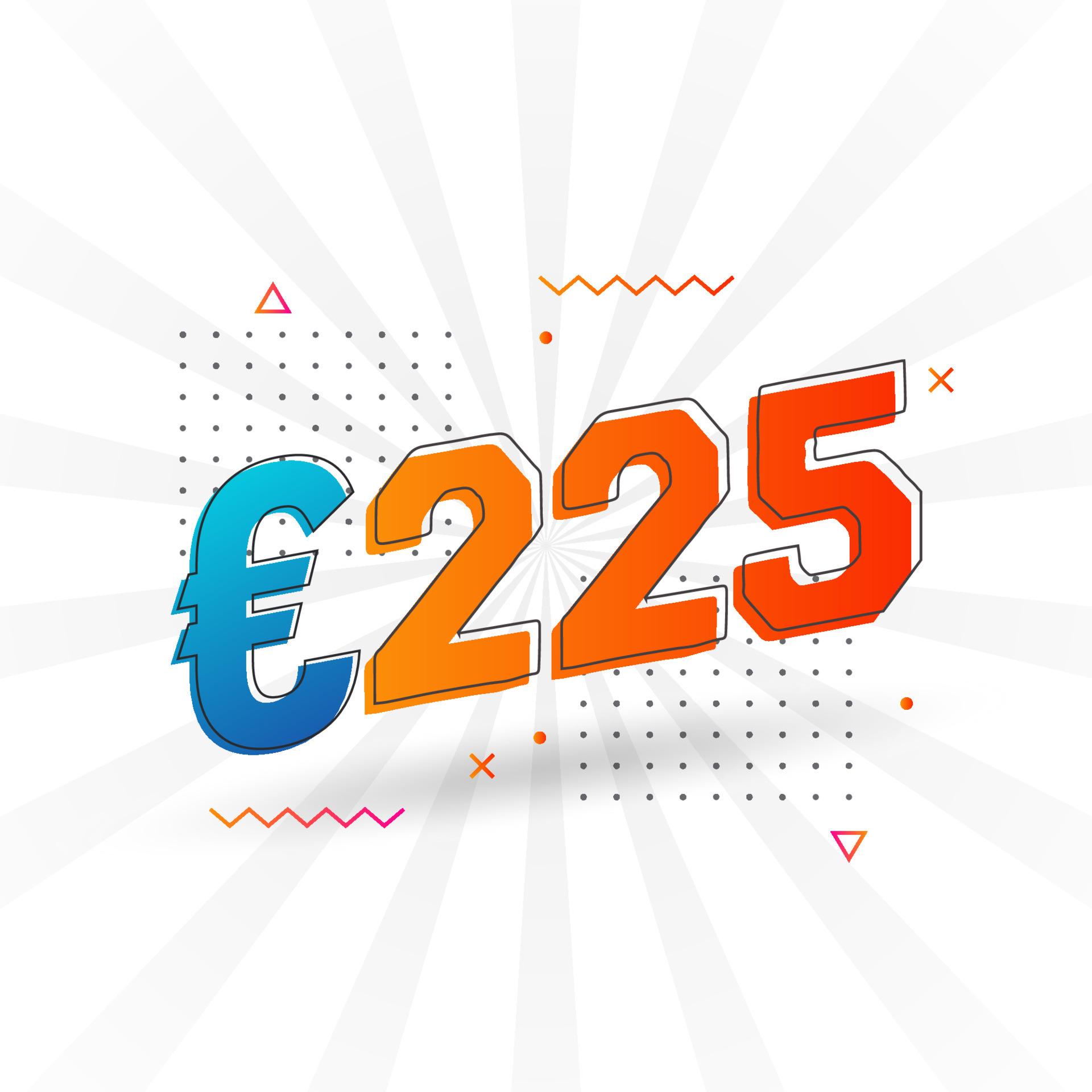 225 Euro Currency Vector Text Symbol 225 Euro European Union Money 225 Euro Currency Vector Text Symbol 225 Euro European Union Money