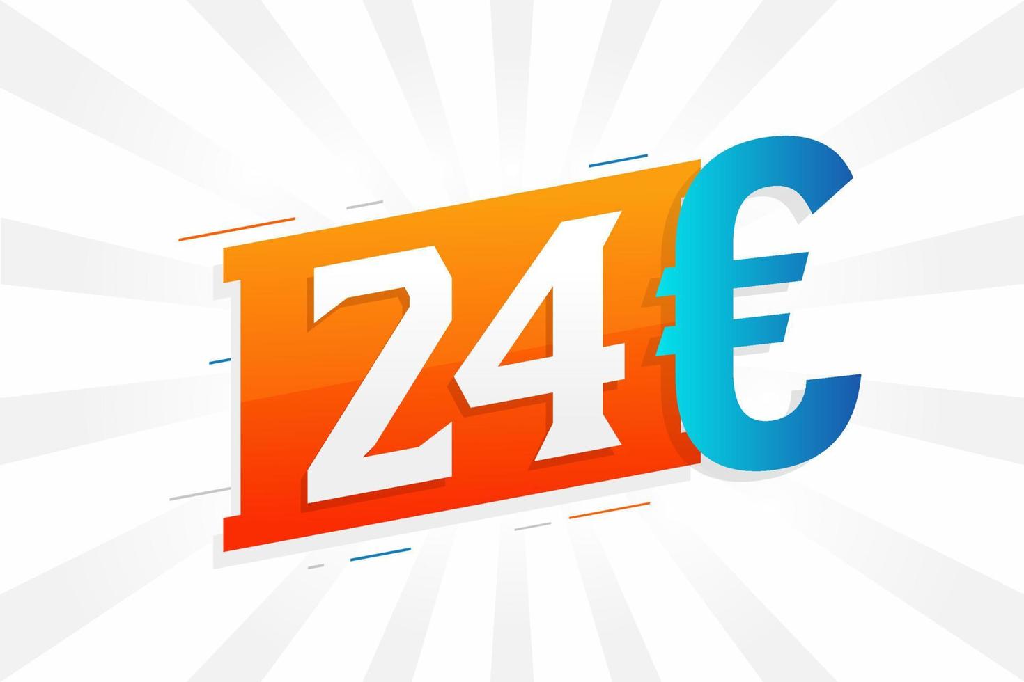 Símbolo de texto vectorial de moneda de 24 euros. vector de stock de dinero de la unión europea de 24 euros