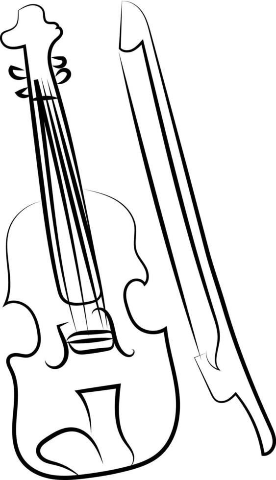 Drawing of violin, illustration, vector on white background.