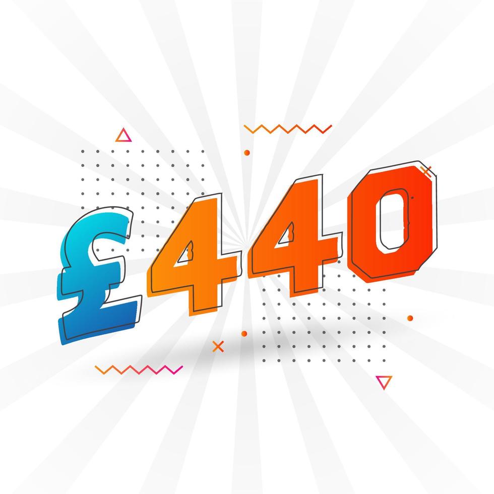 440 Pound Currency vector text symbol. 440 British Pound Money stock vector