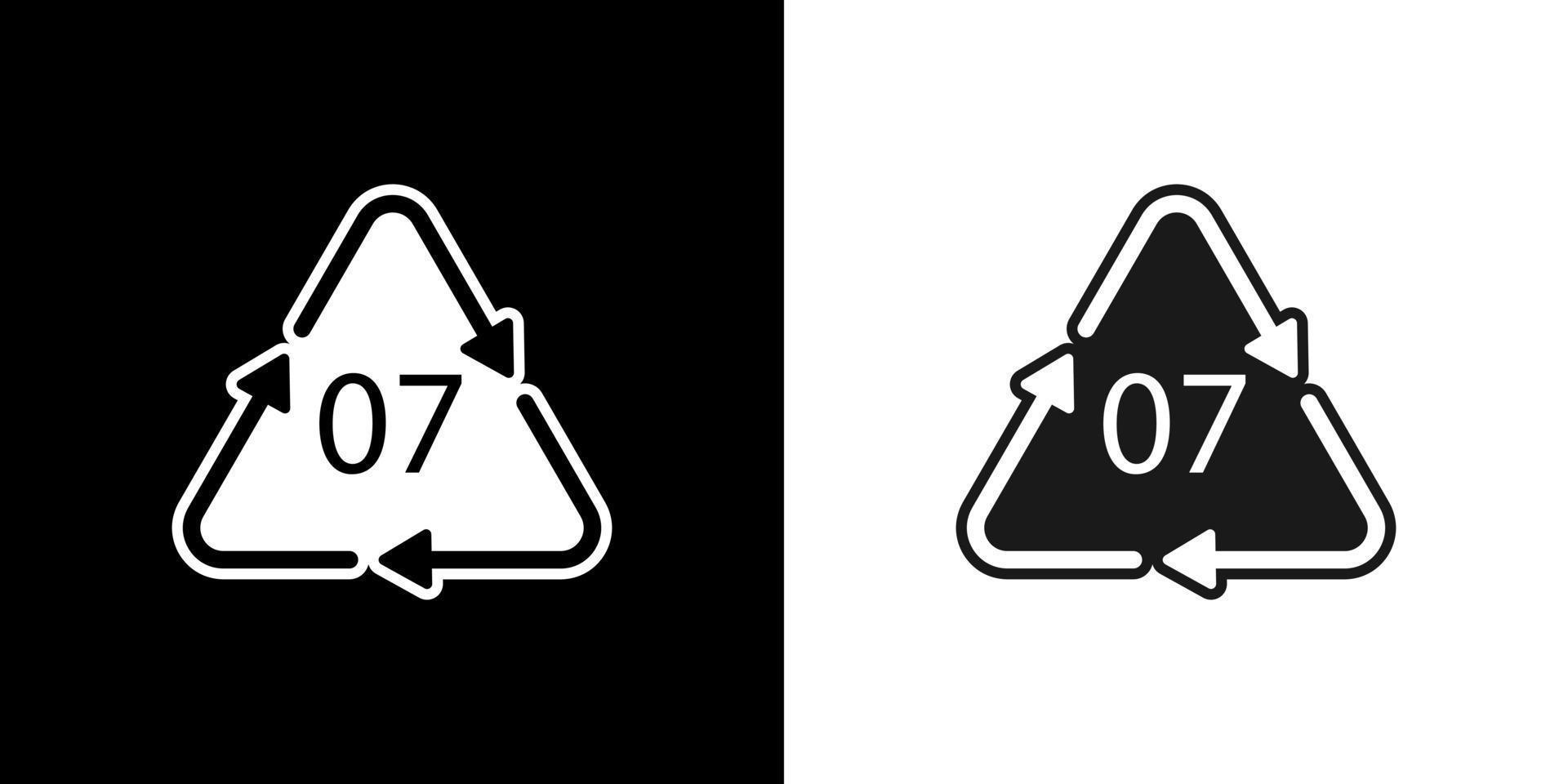 O 07 recycling code symbol. Plastic recycling vector polyethylene sign.