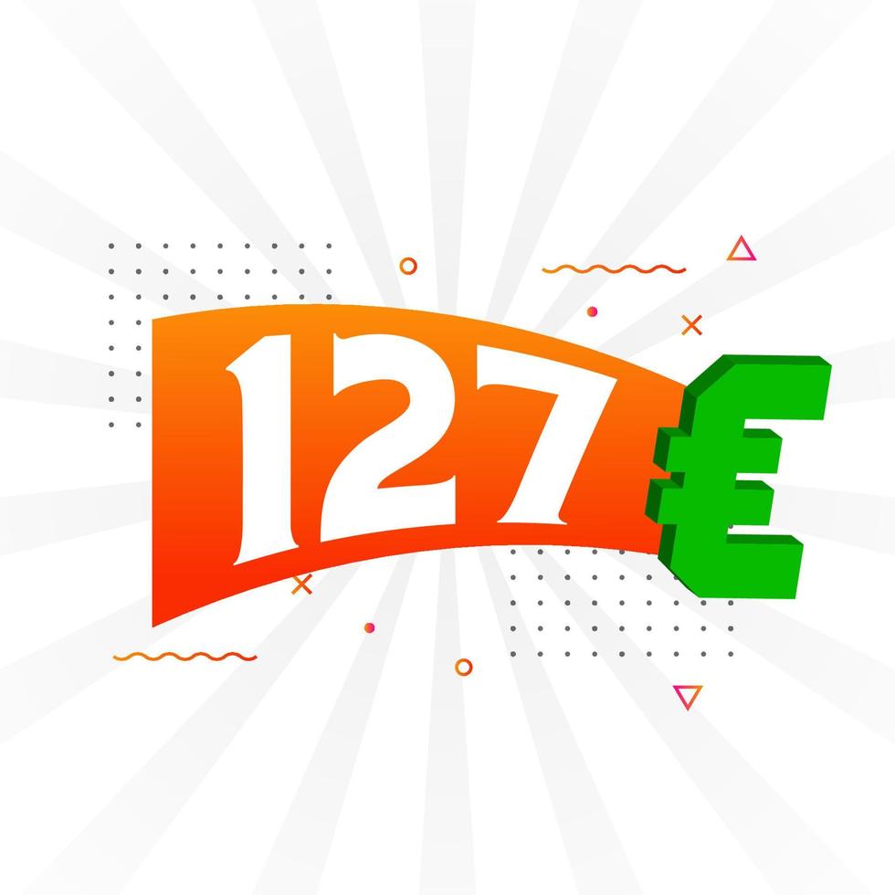 127 Euro Currency vector text symbol. 127 Euro European Union Money stock vector